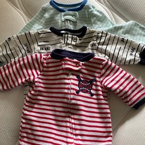 Brave Striped Kids Footies - Red, Blue, Green